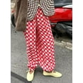 thumbnail image 5 of Suagox Women Wide Leg Pants Casual Sun/Checkerboard Print Loose Elastic Waist Trousers for Work Office Streetwear, 5 of 10