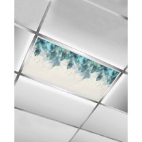 Fluorescent Light Covers for Ceiling Lights 1 Pack, Teal Feather Magnetic Ceiling Light Covers 2x4 Feet for Classroom Office School, Farmhouse Feather Art Teal Ombre Overhead Drop Ceiling Light Shade