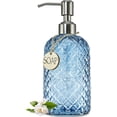 thumbnail image 1 of HAHDAXIA 18Oz Gem Patterned Glass Soap Dispenser for Kitchen, Refillable Hand Soap Dispenser with Rust Proof Stainless Steel Pump, Clear Soap Dispenser Bathroom for Dish Soap, Hand soap, Loti, 1 of 7