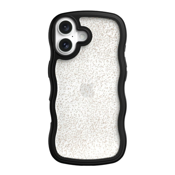 onn Wavy Grip Phone Case for iPhone 17 - Black/Gold Glitter