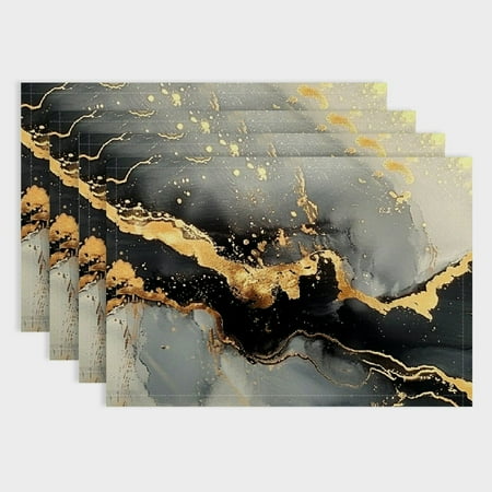 

PRATYUS 4pcs Brush Strokes Table Mat Linen Placemat for Home Decoration and Dining Set of 4 Hard Paper Linen Cloth Placemats 18x12in