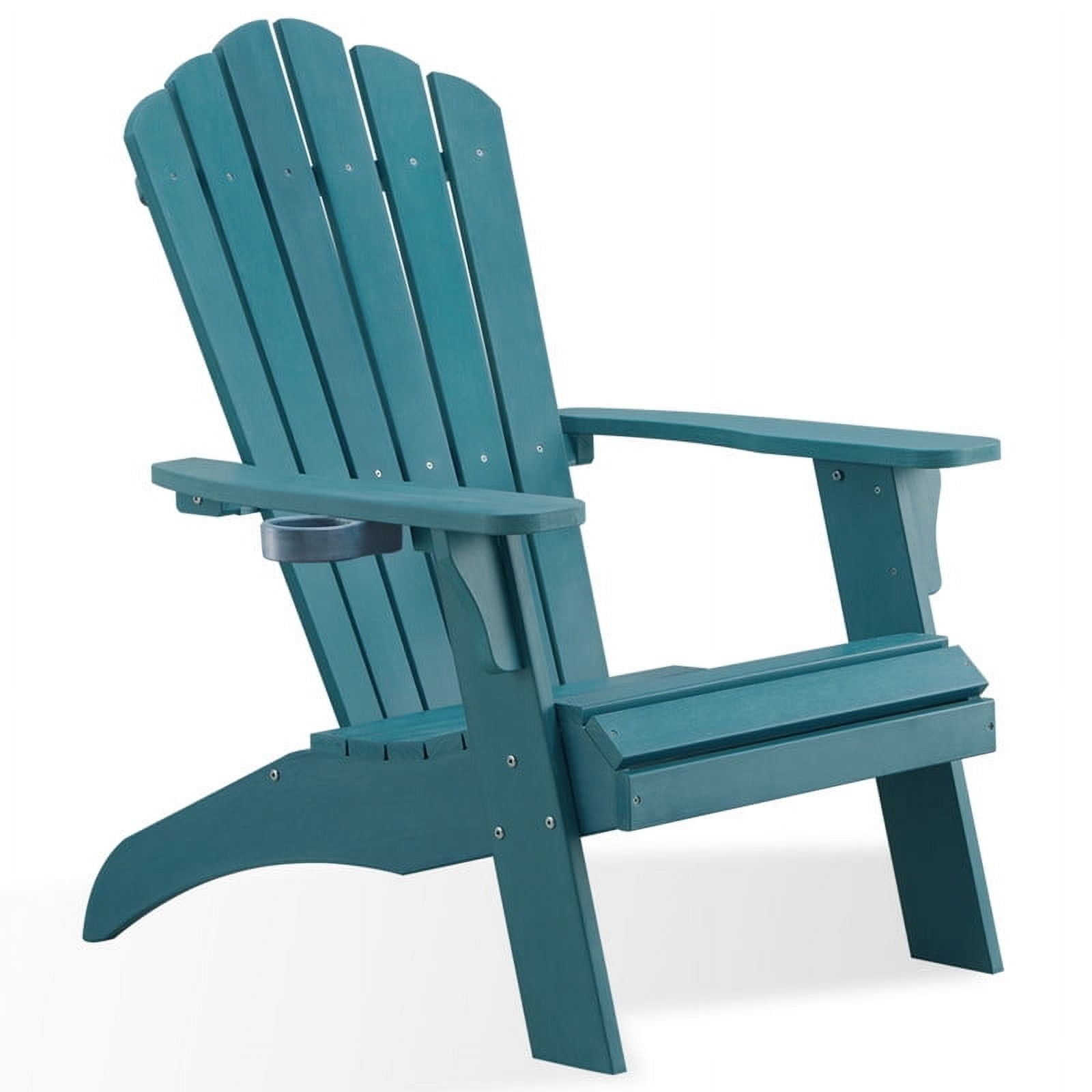 Adirondack Chair, Oversized Poly Lumber Fire Pit Chair with Cup Holder, 350Lbs Support Patio Chairs for Garden, Weather Resistant Outdoors Seating, Relaxing Gift for Father & Mother (Blue)