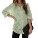thumbnail image 1 of Camisa de mujer transparente de manga larga con cuello vuelto y botones, blusa informal de Color puro para mujer para el trabajo diario, verde M, 1 of 6