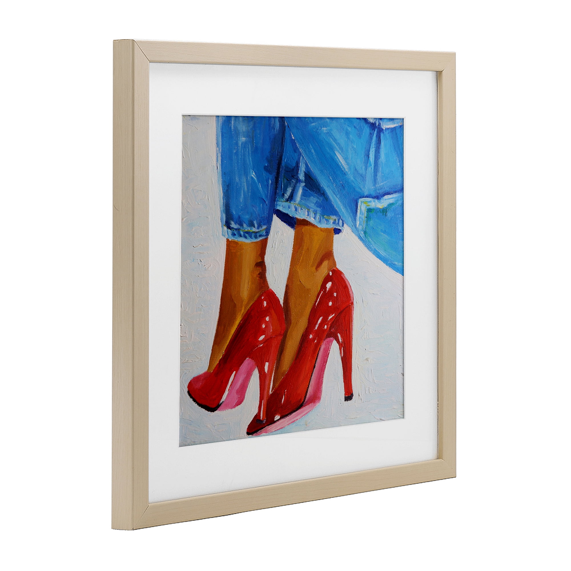 Stupell Industries Glossy Red Pumps & Jeans Birch Framed Print Under Glass, design by Violeta Vollmer