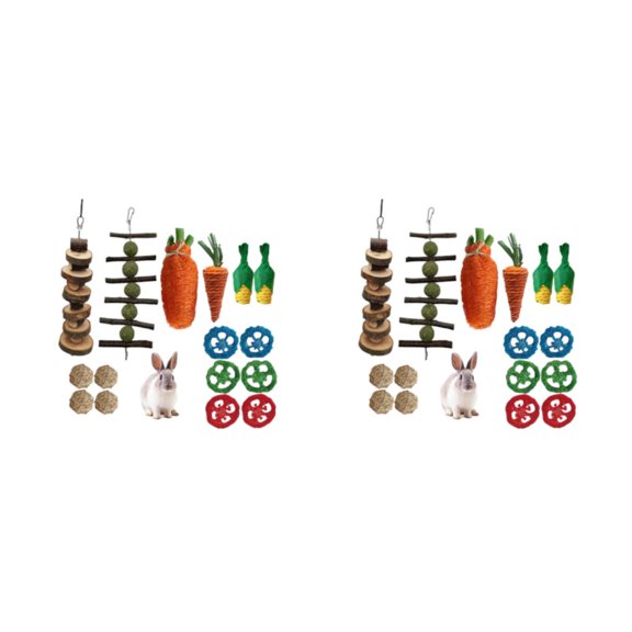 Greeniant Para espacios pequeños, juego de juguetes para masticar duraderos y elegantes para conejo, juguetes para masticar animales de Guinea, Juego de 16 piezas A 2piezas