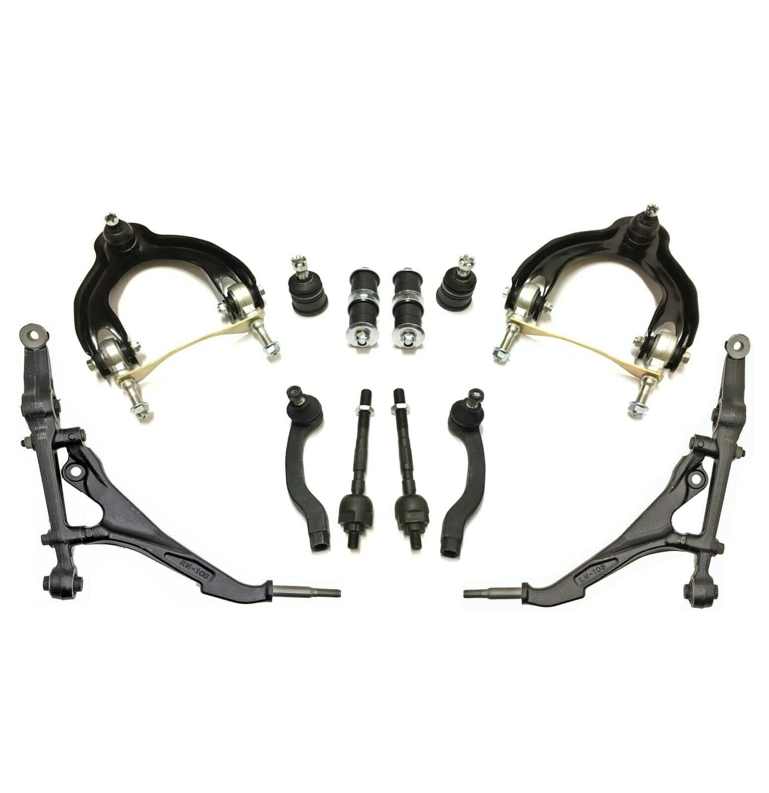 12 Pieces Front Upper Lower Control Arm Tie Rod Ends Sway Bars Lower