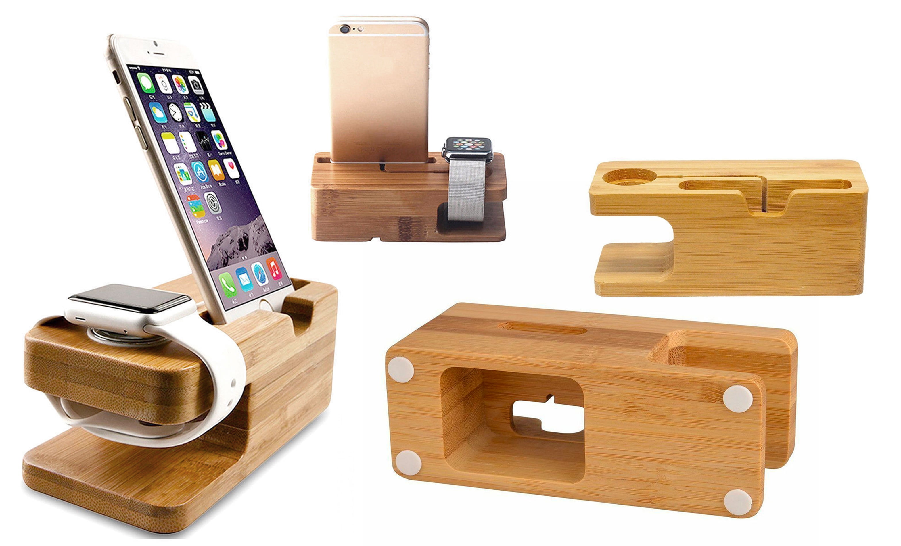 Zunammy Wooden Mount And Cradle Station Dock For Apple Watch And Iphone