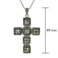 thumbnail image 5 of Statement Art Deco Cross Abalone Shell and Marcasite Sterling Silver Necklace, 5 of 6