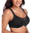 thumbnail image 5 of Exerin Women's Minimizer Full Coverage Underwire U-Back Unlined Plus Size Bra(36D,Black), 5 of 6