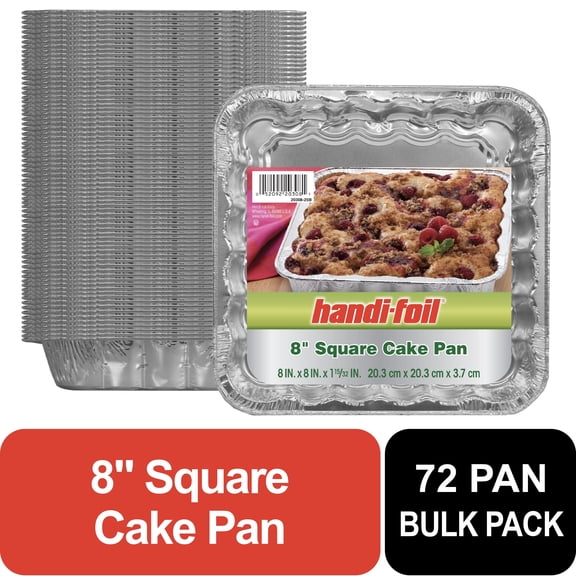 Handi-foil / Aluminum Foilware Square Cake Pans Bulk Pack 72 ct With Dimensions of 8 x 8 x 1.6