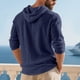 thumbnail image 3 of Blusa informal de manga larga con capucha para hombre, con cordón ajustable, de poliéster, con botones y cuello alto para playa, 3 of 3