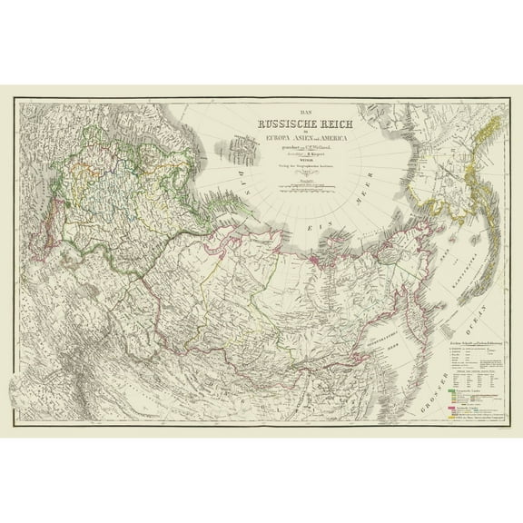 Historic Map - Russian Empire - Kiepert 1855 - 34.06 x 23 - Vintage Wall Art