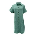 thumbnail image 2 of Bixock Summer Dresses for Women,Short Dresses for Women Short Sleeve V-Neck Cotton Button Front Loose Casual Mini Dress, 2 of 5