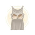thumbnail image 4 of JGGSPWM Tank Top with Built in Bra for Women Sports Cute Cami Shirts Spring Summer Workout Camisoles Sleeveless Under Clothes Beige 3XL, 4 of 9