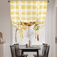 thumbnail image 4 of Sunshine Watercolor Tie Up Curtain 63 Inches Long, Sunflowers Bees Yellow Plaid Farmhouse Balloon Style Kitchen Window Curtain Over Sink, Small Window Rod Pocket Curtain 52"x63", 4 of 9