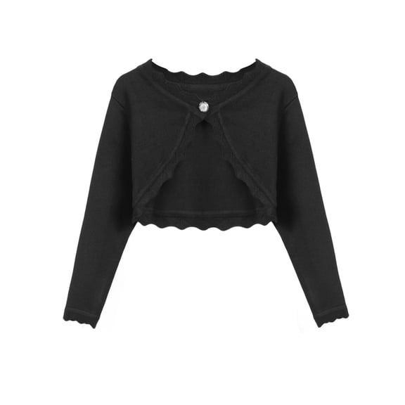 Arshiner Girls Cardigan Sweaters Shrug Crewneck Button Front Outerwear Black for 7-8 Years Black 130