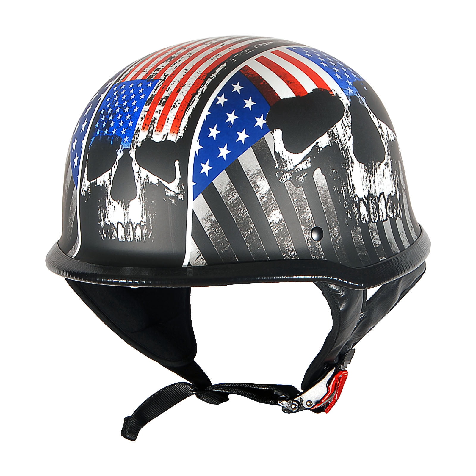 1Storm Novelty Motorcycle Half Face Helmet German Style DOT Approved: HKY602 Flag Skull