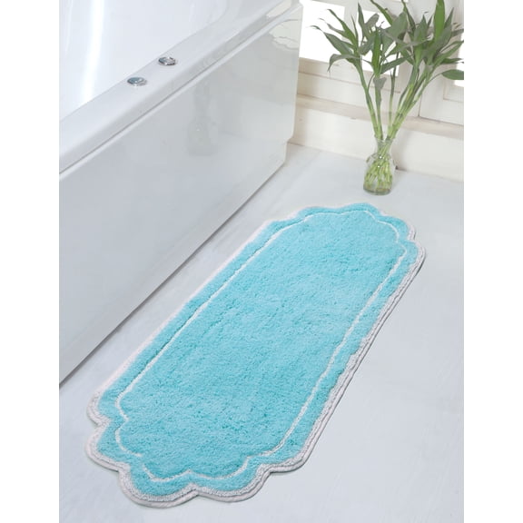 Home Weavers Allure Collection Bathroom Rug 100% Cotton Tufted Bathroom Rug, Soft & Absorbent Bath Rugs, Non-Slip Bath Rug, Machine Wash Dry Bath Mats for Bathroom Floor- 21"x54" Runner, Turquoise