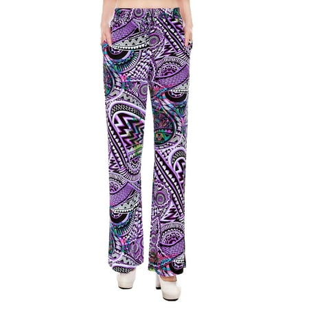 Women's Basic Palazzo Psychedelic High Waisted Wide Leg Long Stretch