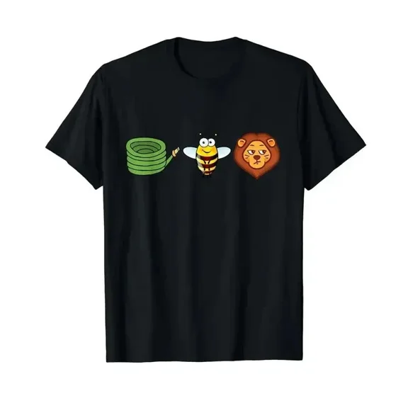 Hose Bee Lion Mens T Shirts Cotton Short Sleeve T-Shirt Crew Neck T-Shirt