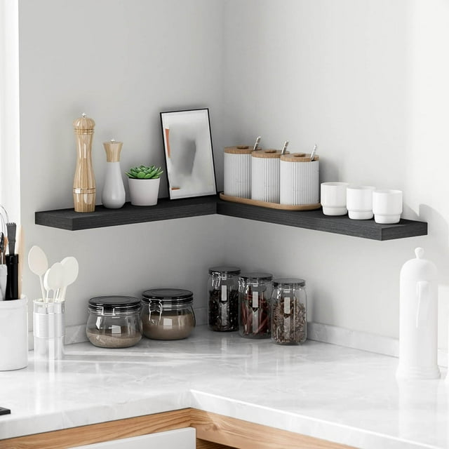 Fiudx Estantes Flotantes, Elegantes Soportes de Pared de Madera, Diseño de Soporte Invisible Que Ahorra Espacio, Fácil Instalación para La Decoración Del Hogar, para Sala de Estar, Cocina, Dormitorio