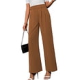 thumbnail image 2 of LYMAYTER XS-XL Women Work Pants Business Casual Loose High Waist Office for Pants Trousers with Pockets, 2 of 7