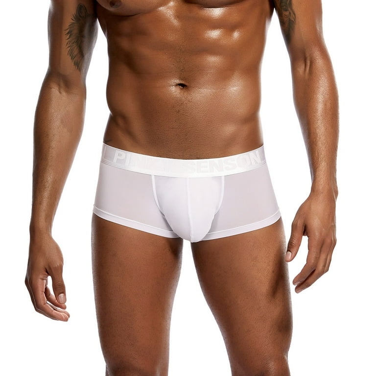 zuwimk Mens Underwear,Mens Underwear Dual Pouch Trunks Separate Pouches  Boxer Briefs White,XL 