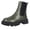 Army Green, variant on Women's Ankle Boots Chunky Sole Round Toe Side Zip Booties Fall Winter Street Style Fashion Shoes Orange 7