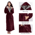 thumbnail image 5 of Robes for Women, LOFIR Full-Length Womens Robes, Soft Fleece Hooded Womens Bathrobes, Plush Long Bath Robe with Side Pocket, Winter Warm Pajamas Gift for Women (Wine Red), 5 of 8