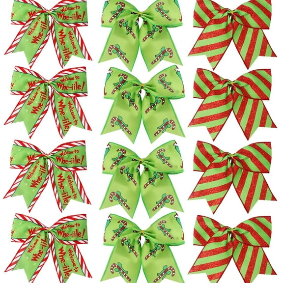 12 Pcs Red Green Christmas Bows,6 Inch Large Christmas Wreaths Bows for Tree Gift Wrapping Garland,Christmas Decoration Holiday Party Crafts Xmas Tree Ribbon Ornaments (Pattern)