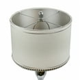 thumbnail image 4 of 26.75" Mirrored Polished Chrome Table Lamp Set ft. Curvy Seamless Hourglass Body and Natural Linen Drum Shade with Satin Silver-Edged Studded Self Trim (Set of 2), 4 of 5