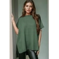 thumbnail image 3 of Women'S Loose Dropped Shoulder Short Sleeve Pullover Sweater Green S, 3 of 7