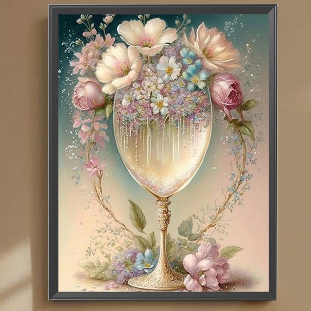 Cuadros Decorativos 5D bricolaje cuadrado completo taladro diamante pintura cáliz flor decoración (ZQA528) Wdftyju embutido en tela