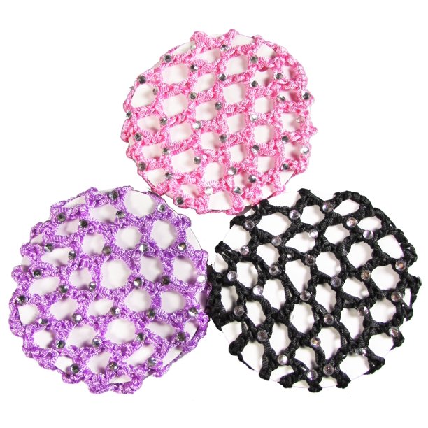 HipGirl Boutique - Pajaritas para el pelo para niñas, soportes para coleta, sin arrugas, elásticos, accesorios para herramientas de peinado (3 piezas de diamantes de imitación para ballet y danza)