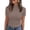 Brown, variant on Women's Ribbed Knit Mock Neck Short Sleeve Top, Slim Fit Ruffle Edge Tee, Form Fitting Casual T-Shirt with Lettuce Trim Army Green S
