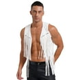 thumbnail image 4 of renvena Costume Sans Manches en Faux Suède avec Rivets à Franges Gilet Western Cowboy Cosplay Blanc m, 4 of 10