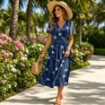 thumbnail image 4 of Summer Dresses for Women Casual Short Sleeve Wrap V Neck Sundress A-Line Beach Vacation Dresses 2026, 4 of 7