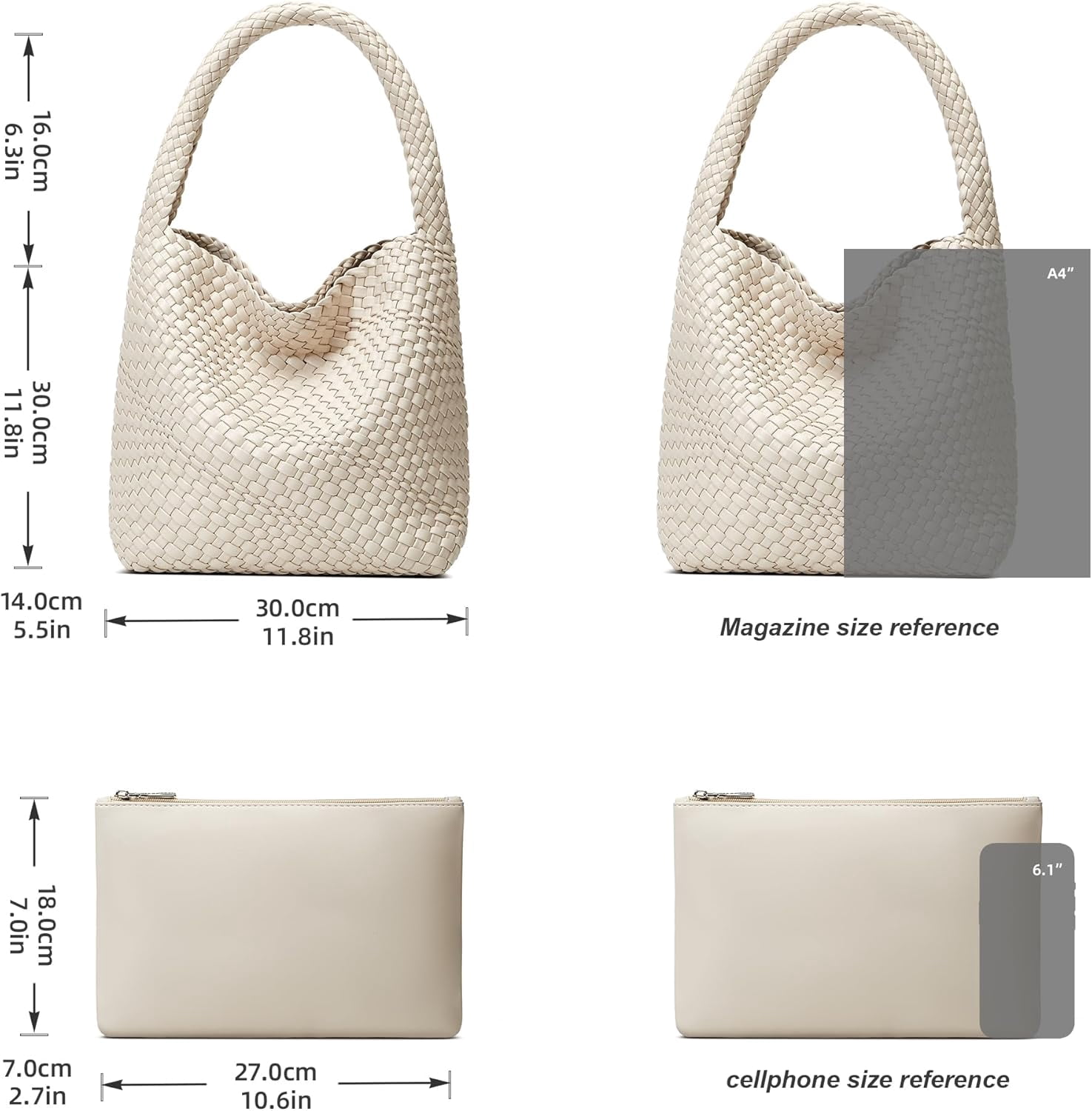 Woven Bags for Women Tote Purse: Vegan Leather Shoulder Handbags - Medium Beach Tote Bags - Handwoven Satchel Underarm Purse