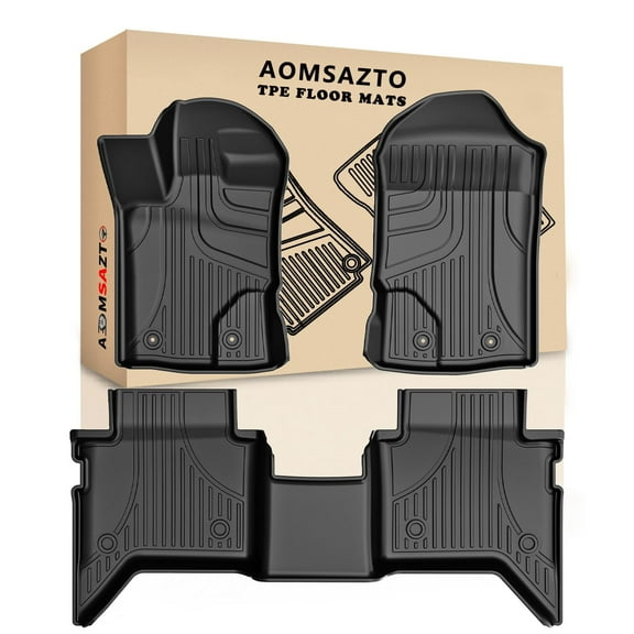 IKABEVEM Floor Mats for Ford Ranger SuperCrew Cab 2019-2024, Heavy Duty TPE All Weather Protection Car Floor Mats, 1st & 2nd Row Full Set Rubber Floor Liners, Anti Skid Car Mats, Black