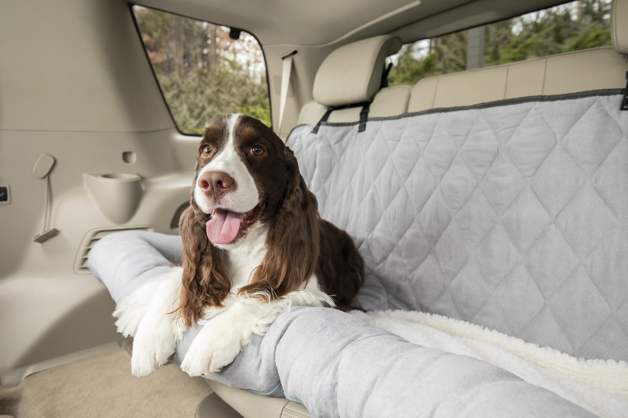 PetSafe Happy Ride Car Dog Bed, Bench Seat,  Pet Comfort Travel, Grey