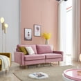 thumbnail image 2 of Mid Century Modern Couch, High End Velvet Fabric Contemporary Sofa Sets with Metal Legs, Sectional Sofa Bedroom Furniture with 2 Soft Pillow, Loveseat Fabric Sofa for Small Spaces, Pink, Q9246, 2 of 14