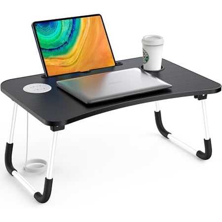 Bed Table Folding Lap Desk Laptop Desk Table with Storage Drawer/Cup Holder Folding Lap Desk Multi-Function Laptop Bed Table Desk Stand Bed Table Tray for Bed/Couch/Sofa