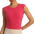 thumbnail image 6 of Workout Tank Tops Woman Lightweight Breathable Crewneck Stretchy Slim Fit Padded Crop Sleeveless Shirt Athletic Gym Tanks, 6 of 7
