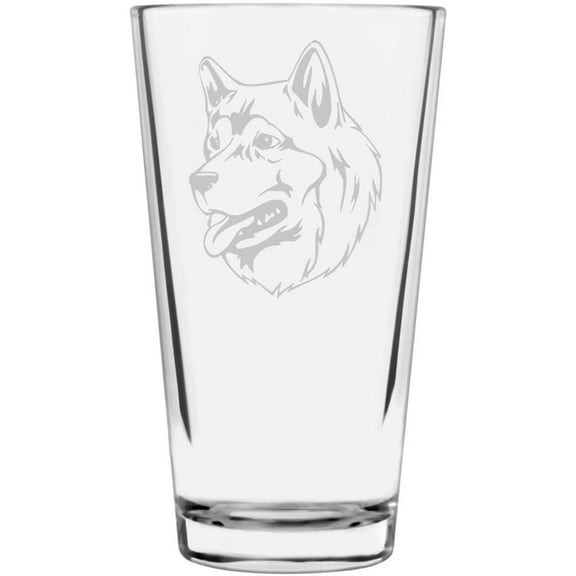 Alaskan Malamute Dog Themed Etched All Purpose 16oz Libbey Pint Glass