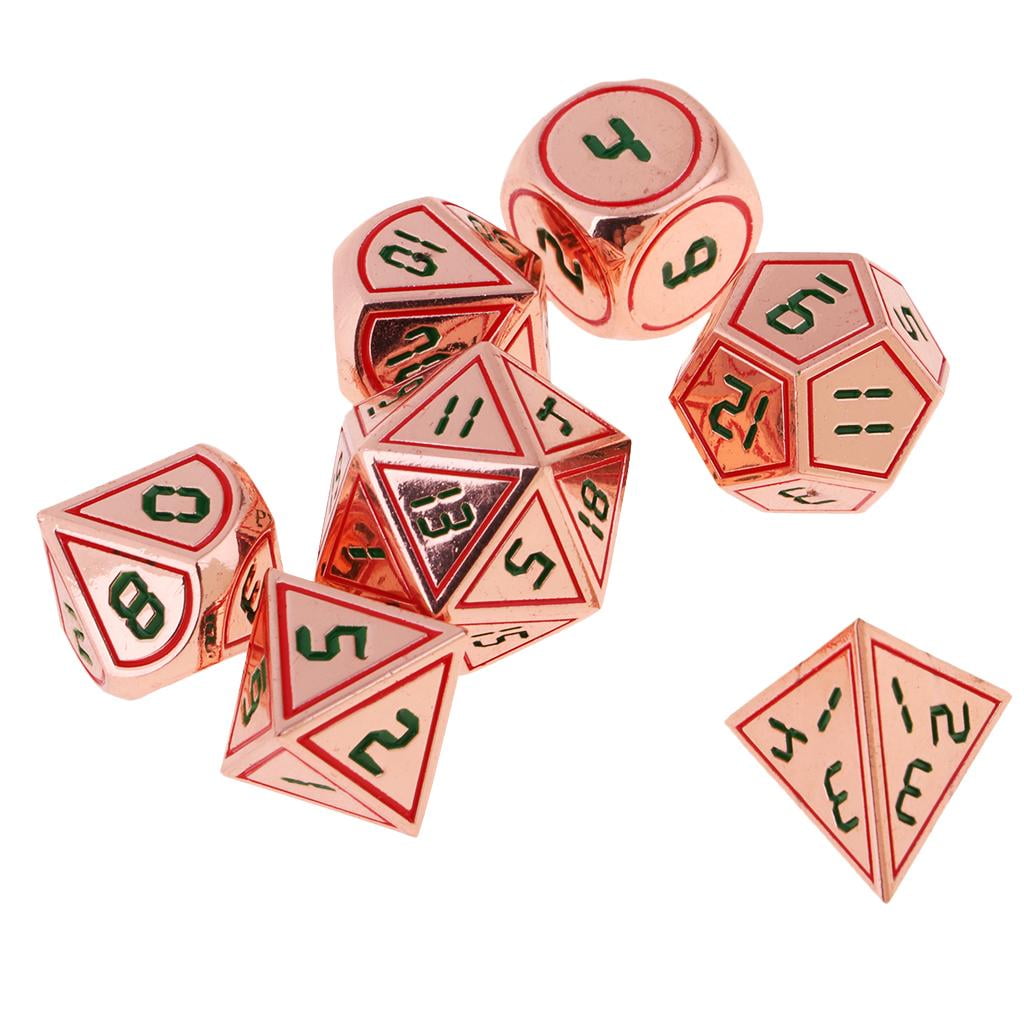 7x 14mm/0.55'' Metal Polyhedral Dice Set for Dungeons&Dragons Casino Parts A 
