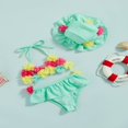 thumbnail image 3 of Infant Girls Swimsuits Tie-Up Tank Tops Ruffles Shorts Sun Hat Bikini Split Swimwear Set, 3 of 7