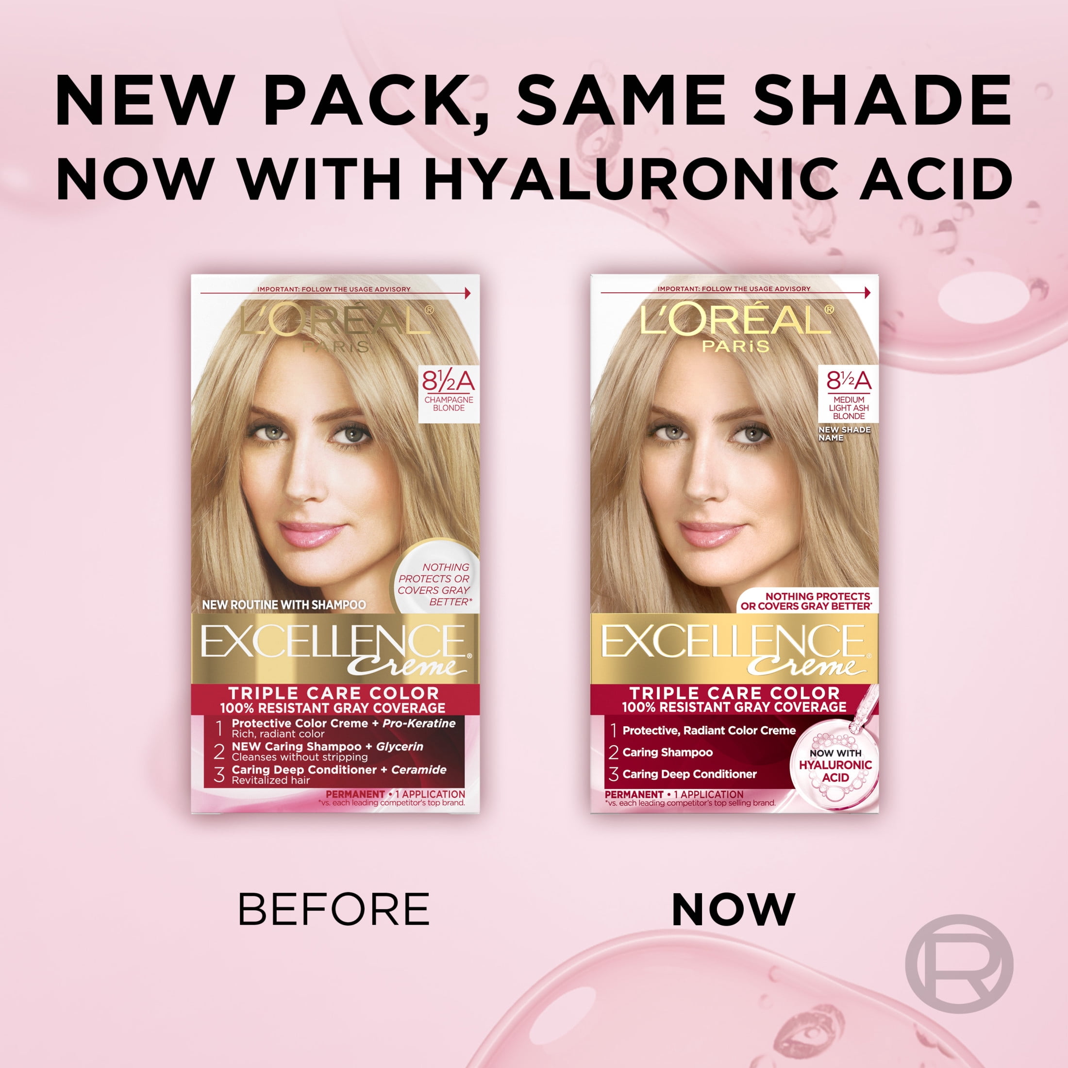 L'Oreal Paris Excellence Creme Permanent Hair Color, Triple Protection, 8.5A Champagne Blonde, 1 Kit