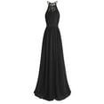 thumbnail image 3 of TiaoBug Big Girls Halter Neck Chiffon Flower Dress Princess Wedding Bridesmaid Formal Party Evening Maxi Gown Black 10, 3 of 5