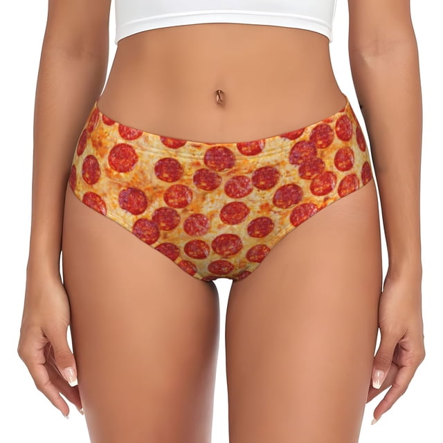 Balery Pizza Ropa Interior de Algodón para Mujer con Dibujo – Braguitas Cómodas y Elásticas, Estilo Clásico-Large