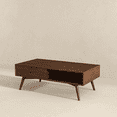 thumbnail image 3 of Caroline Mid-Century Modern Walnut Coffee Table Solid Wood 23.5x47.5x17.5 inches for Living Room, Home Small Space, Brown, 3 of 9